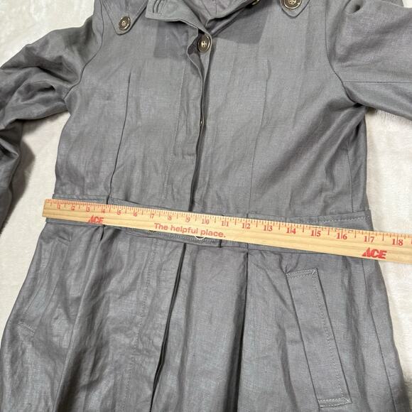 Chloe Gray Linen Hooded Trench Coat Jacket Women’s Size UK 12 US 8 FR 40 - Picture 11 of 12